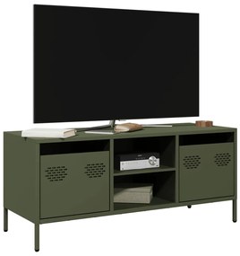 Móvel de TV 101,5x39x43,5 cm aço laminado a frio verde-azeitona