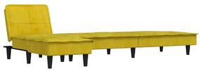 Sofá-cama em forma de L 255x140x70 cm veludo amarelo