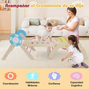 Conjunto triangular 8 em 1 de escalada para bebés com rampa, escada e arco de escalada Montessori de madeira Multicolor