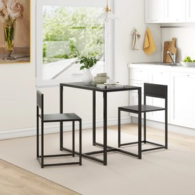 Conjunto de mesa e cadeiras, mesa de jantar de 3 peças com 2 cadeiras encaixáveis, para cozinha, sala de estar ou casa, preto