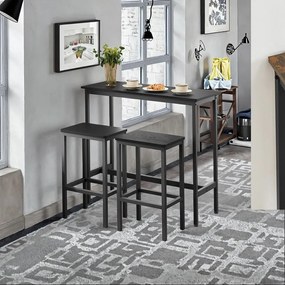 Conjunto de mesa de bar com 2 bancos altos, mesa alta com conjunto de cadeiras preto