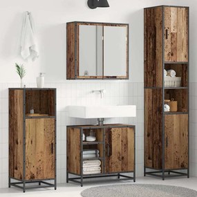 vidaXL Conjunto de Móveis para Banheiro com porta 3 pcs Madeira Antiga