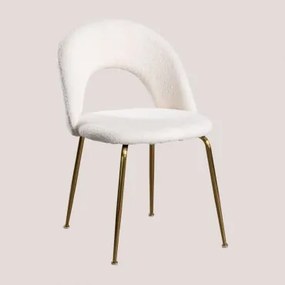 Cadeira de Jantar em Chenille Glorys Style Branco & Dourado - Sklum
