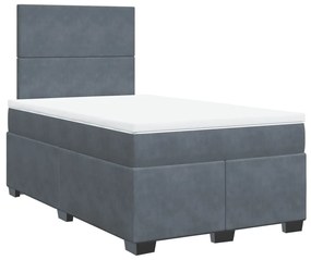 Cama boxspring com colchão 120x190 cm veludo cinzento-escuro