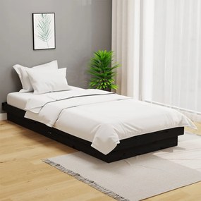 vidaXL Estrutura de cama 90x200 cm madeira maciça preto
