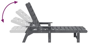 Espreguiçadeira Cinzento-claro 53x162x98.5 cm HDPE
