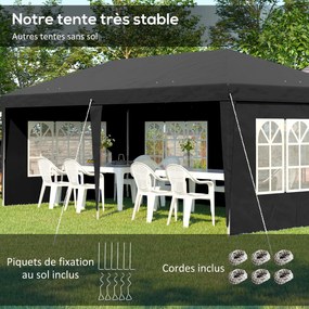 Tenda dobrável tipo pop-up - tenda para eventos - 3 x 6 m, com 3 lados desmontáveis, preta