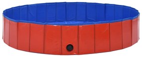 Piscina para cães dobrável 160x30 cm PVC vermelho