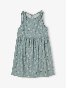 Vestido sem mangas, estampado, com laços, para menina verde-salva