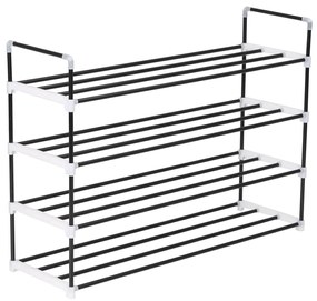 vidaXL Sapateira com 4 prateleiras metal e plástico preto