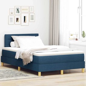 vidaXL Cama Box com colchão com cabeceira Azul 120 x 190 cm tecido