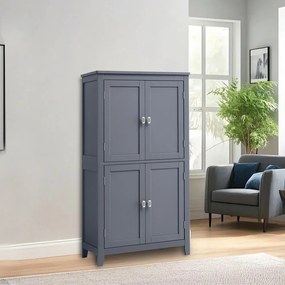 Armário para casa de banho com 4 portas de 30 x 60 x 110 cm cinzento