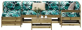 7 pcs conjunto sofás jardim madeira de pinho impregnada