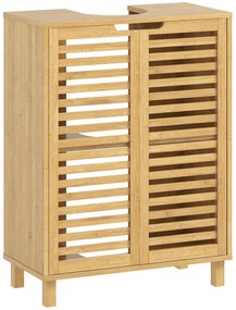 Móvel para Lavatório Pousar (NÃO INCLUIDO) de Bambu com Prateleira Ajustável para Lavatórios 60x30x80 cm Madeira