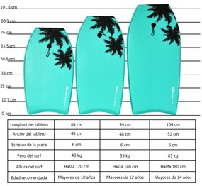 Prancha Bodyboard com Correia de Segurança 94 x 47 x 5,5 cm Verde