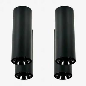 Pack De 4 Apliques De Teto Led De Superfície Redondos Ø5,7 Cm Para Exterior Em Alumínio Luisiana Preto & Branco 3000k & 6 W & 38º - Sklum