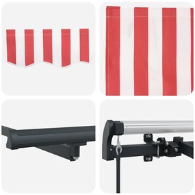 Toldo Retrátil Manual Vermelho e Branco e Antracite 3.5 x 2 m