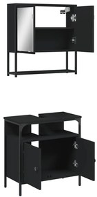 2 pcs conjunto móveis casa de banho derivados de madeira preto