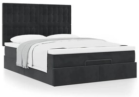 Estrutura de cama otomana com colchões 140x190 cm veludo preto