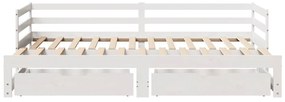 Sofá-cama c/ gavetas 90x200cm madeira de pinho maciça branco