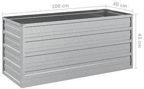 Canteiro elevado de jardim 100x40x45cm aço galvanizado prateado