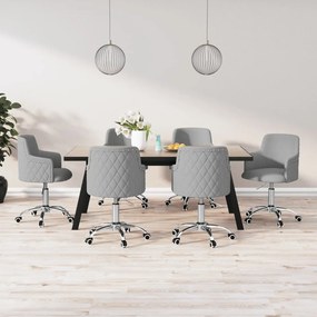 vidaXL Cadeiras de jantar giratórias 6 pcs tecido cinzento-claro