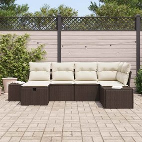 Conjunto de Sofá Com Almofadas 6 Peças Castanho Vime PE