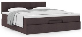 Estrutura de cama otomana com colchão 180x200cm castanho escuro
