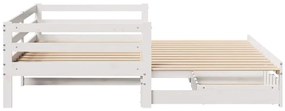 Sofá-cama c/ gavetas 90x200cm madeira de pinho maciça branco