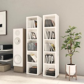 802702 vidaXL Armários CD 2 pcs 21x16x93,5cm contraplacado branco brilhante