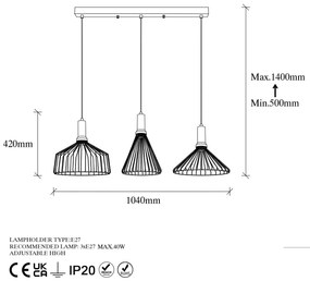 **** Candeeiro Suspenso Dear – Ouro Brilhante – 104 x 34 x 135 cm

**