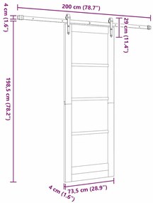 Porta Deslizante vidaXL com Conjunto de Ferragens 73.5x198.5 cm Madeir