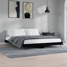Estrutura de cama 180x200 cm derivados de madeira preto