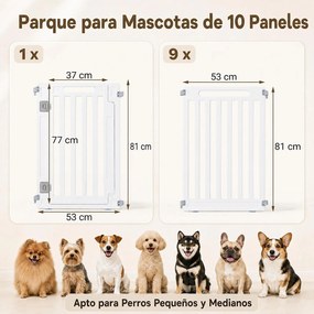 Recinto Modular para Cães, 53 x 81 cm, 9 Painéis Modulares, Branco