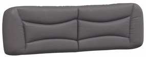 Estrutura cama c/ cabeceira 180x200cm couro artificial cinzento