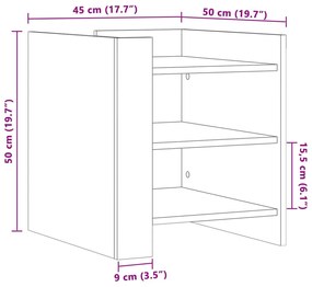 Mesa cabeceira 45x50x50 cm derivados de madeira cinzento sonoma