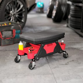 Banco de oficina móvel com capacidade para 135 kg, banco de mecânico com rodas e rotação de 360°, 64,5 x 33 x 35 cm, preto