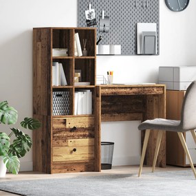 vidaXL Mesa com Armazenamento Madeira Velha Madeira Derivada