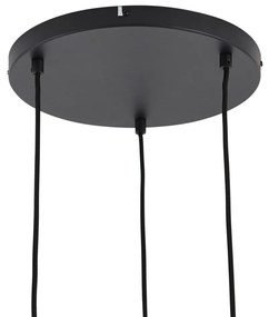 Candeeiro suspenso de design preto com vidro transparente redondo 3 luzes - Mallon Design