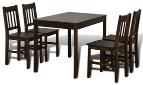 Conjunto Mesa com 4 Cadeiras / Madeira - Marrom