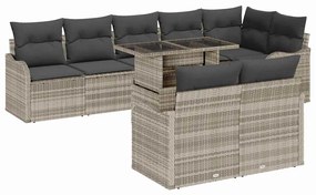 Conjunto de Sofá de Jardim vidaXL com Almofadas Cinza Claro Polyrattan