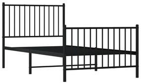Estrutura de cama com cabeceira e pés 90x190 cm metal preto