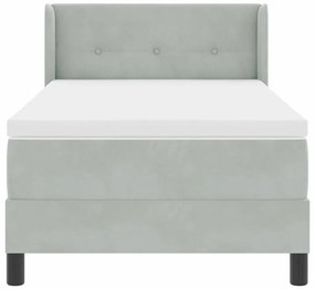 Cama Box Spring com Colchão Cinza Claro 90x190 cm Veludo