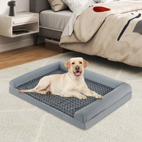 Cama ortopédica para cães grandes 122 x 89 x 18 cm com almofada para cães grandes e médios Cinza XL