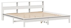 Cama com estante sem colchão 180x200 cm pinho maciço branco