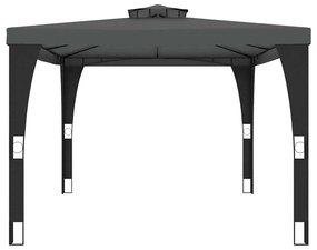 Gazebo com telhado duplo 3,98x2,98 m aço antracite