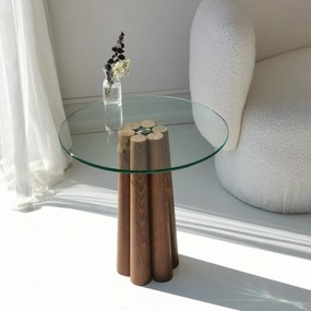 Mesa de Centro Thales – Nogueira Transparente – 50x50x50 cm