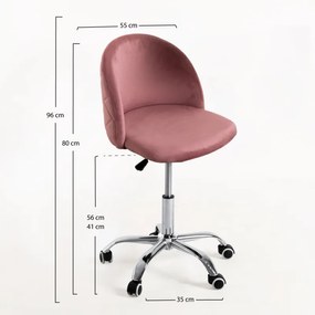 Cadeira Vint Veludo Office - Rosa