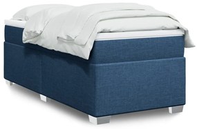 vidaXL Cama com molas/colchão 90x200 cm tecido azul