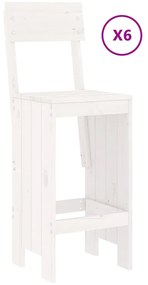 7 pcs conjunto de bar para jardim pinho maciço branco
